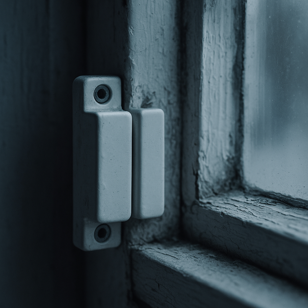 Magnetic contact sensor on a window frame